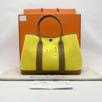 Hermes Garden Party 30 Toile Officier Jaune Citron Negonda Biscuit PHW