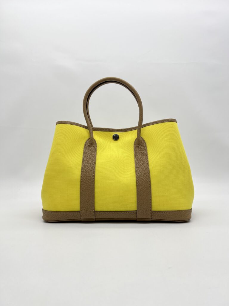 Hermes Garden Party 30 Toile Officier Jaune Citron Negonda Biscuit PHW