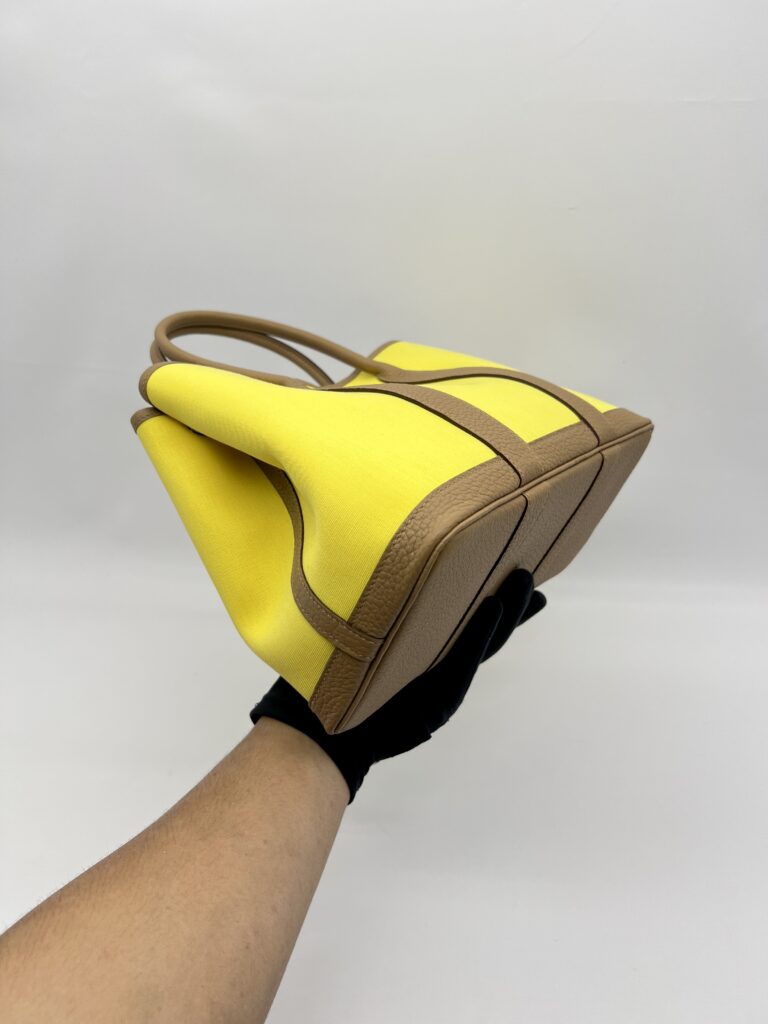 Hermes Garden Party 30 Toile Officier Jaune Citron Negonda Biscuit PHW