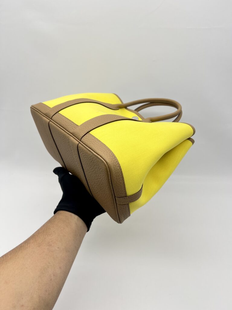 Hermes Garden Party 30 Toile Officier Jaune Citron Negonda Biscuit PHW