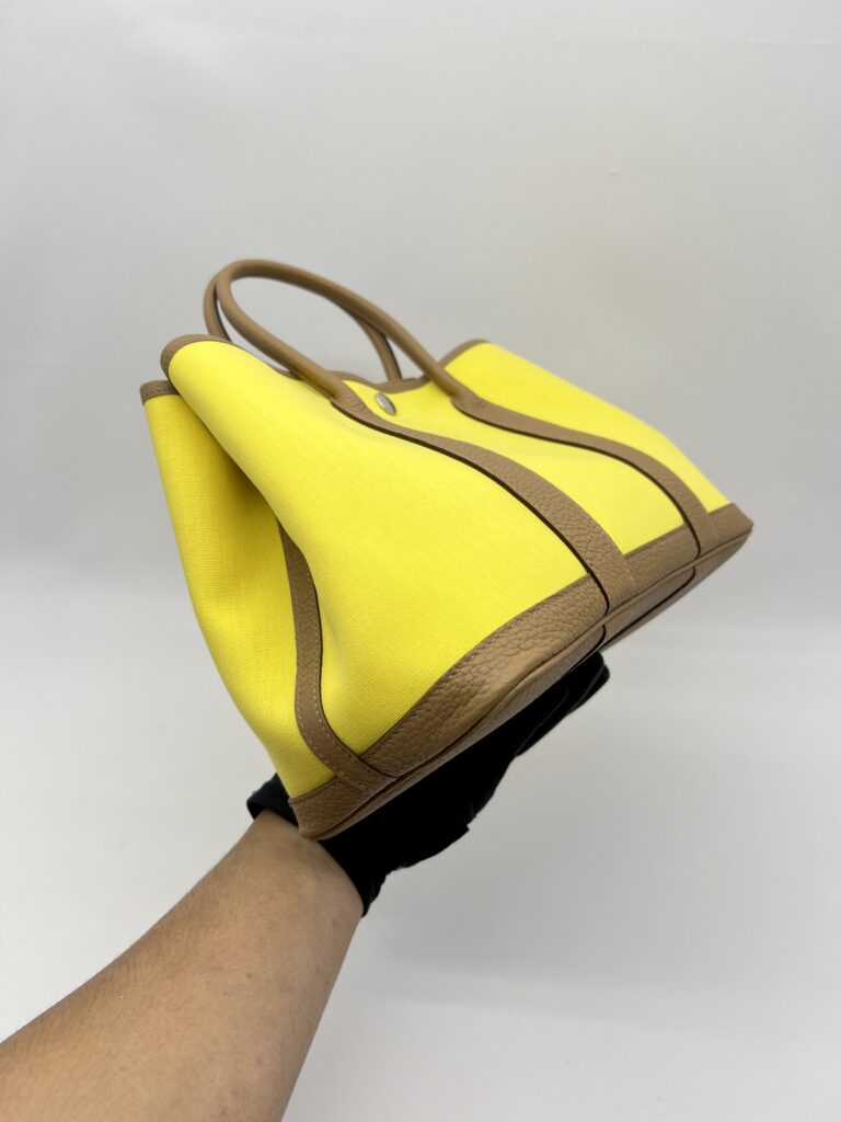 Hermes Garden Party 30 Toile Officier Jaune Citron Negonda Biscuit PHW