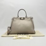 Fendi Peekaboo Medium Light Grey Bordeaux SHW