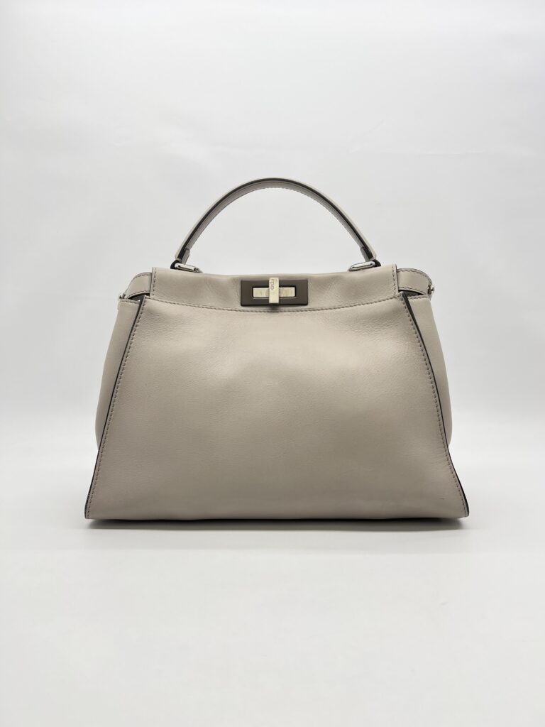 Fendi Peekaboo Medium Light Grey Bordeaux SHW