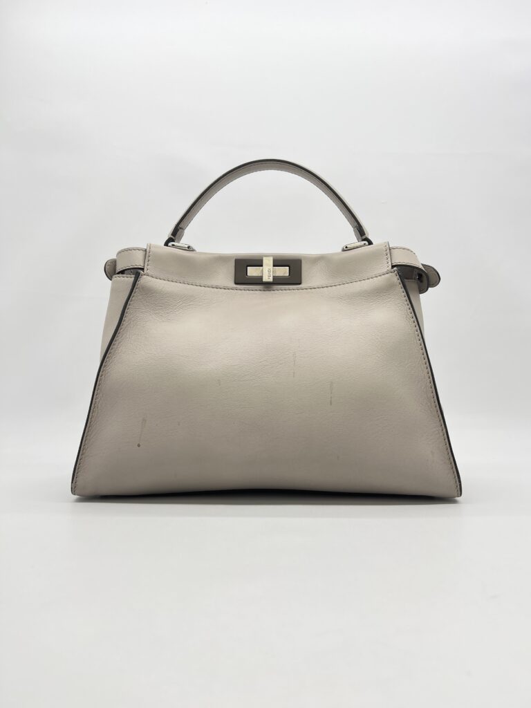 Fendi Peekaboo Medium Light Grey Bordeaux SHW