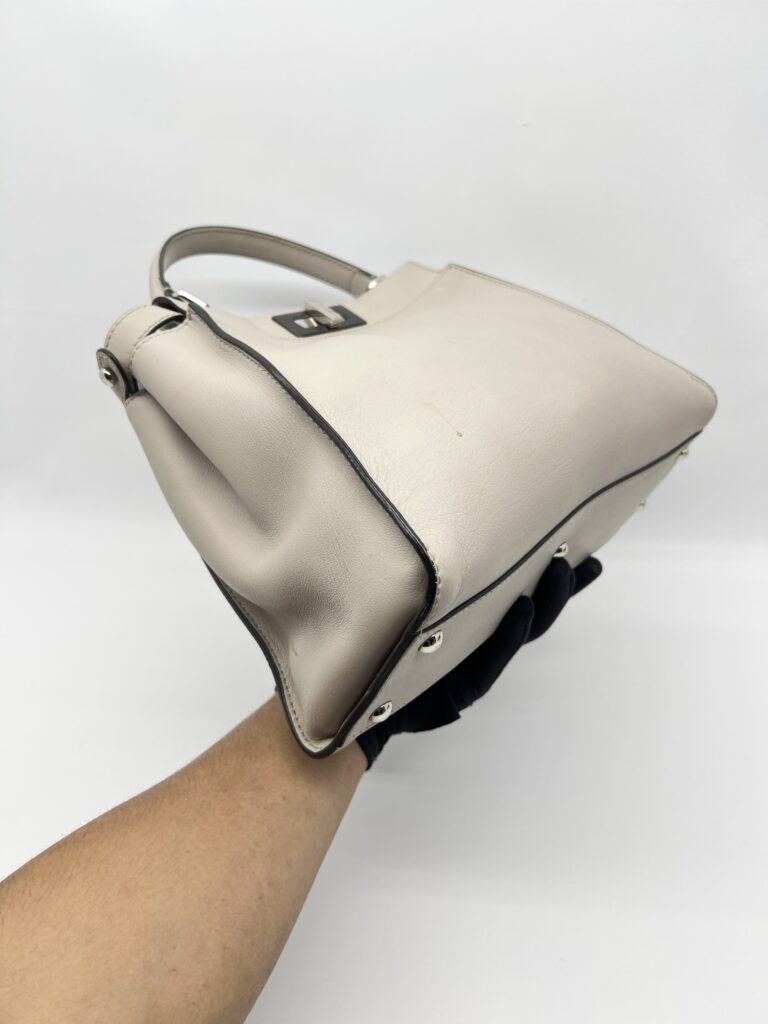 Fendi Peekaboo Medium Light Grey Bordeaux SHW