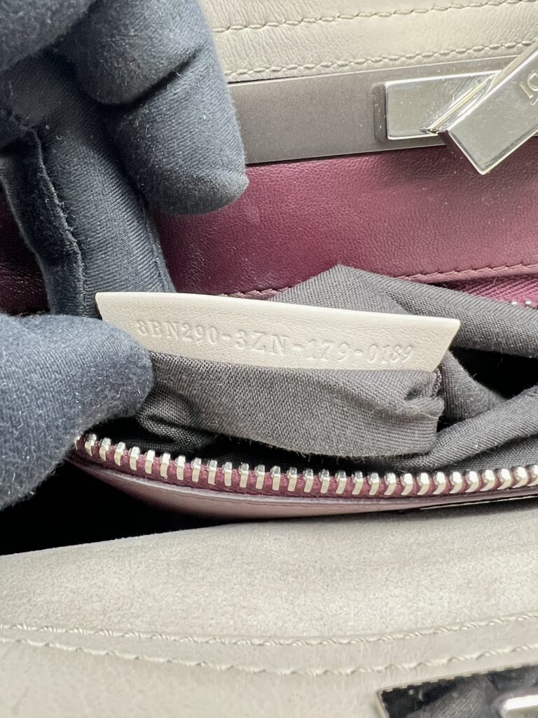 Fendi Peekaboo Medium Light Grey Bordeaux SHW