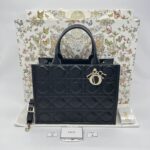 Dior Medium Book Tote Macrocannage Calfskin Black GHW