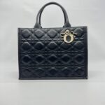 Dior Medium Book Tote Macrocannage Calfskin Black GHW