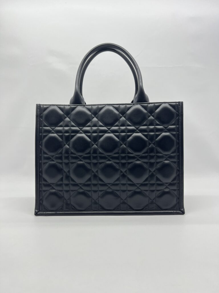 Dior Medium Book Tote Macrocannage Calfskin Black GHW