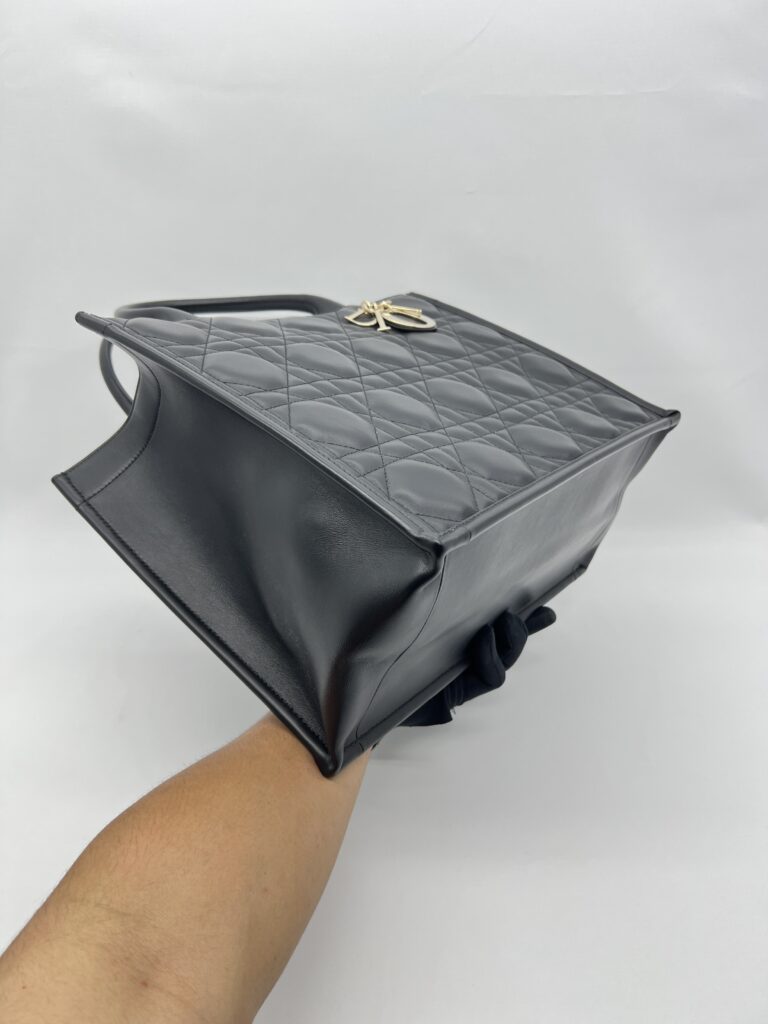 Dior Medium Book Tote Macrocannage Calfskin Black GHW