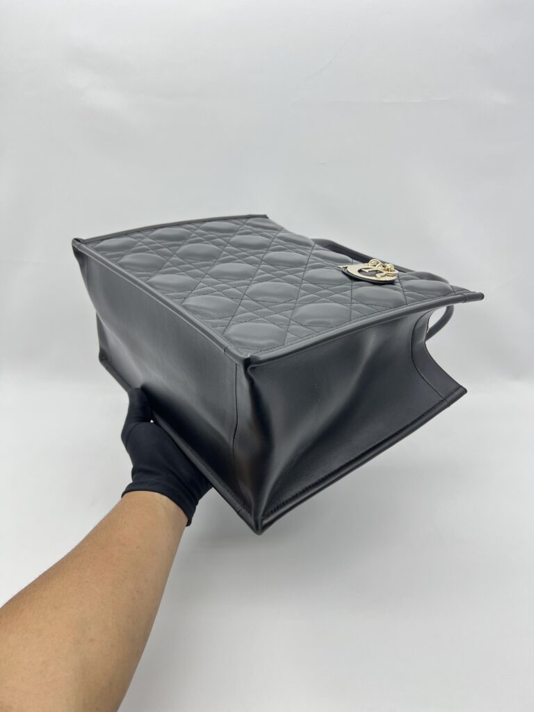 Dior Medium Book Tote Macrocannage Calfskin Black GHW