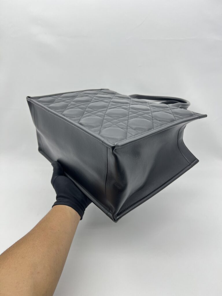 Dior Medium Book Tote Macrocannage Calfskin Black GHW