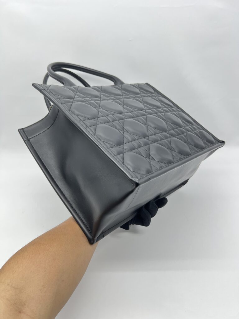 Dior Medium Book Tote Macrocannage Calfskin Black GHW