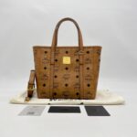 MCM X-Mini Toni Top Zip Visetos Cognac Brown Gold Hardware