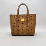 MCM X-Mini Toni Top Zip Visetos Cognac Brown Gold Hardware