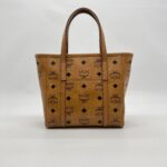 MCM X-Mini Toni Top Zip Visetos Cognac Brown Gold Hardware
