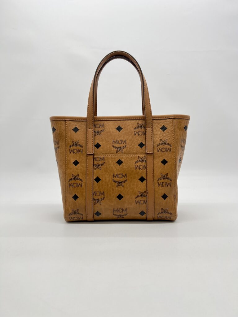 MCM X-Mini Toni Top Zip Visetos Cognac Brown Gold Hardware