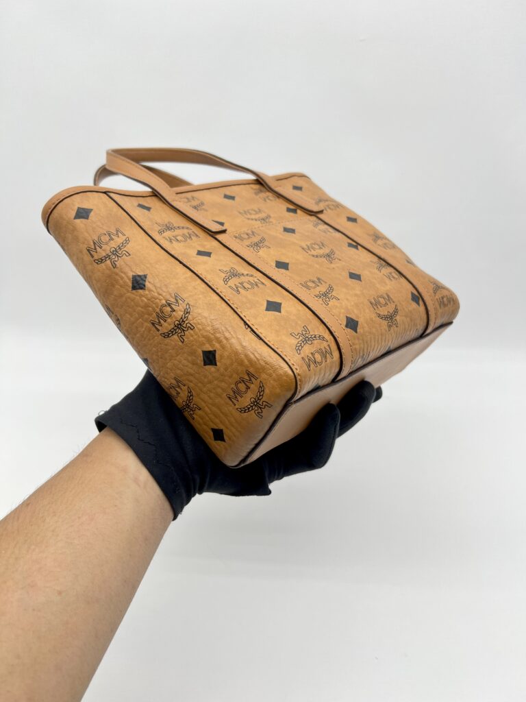 MCM X-Mini Toni Top Zip Visetos Cognac Brown Gold Hardware