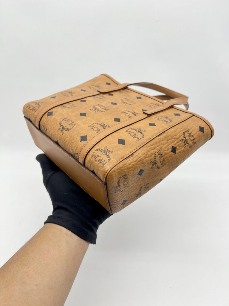 MCM X-Mini Toni Top Zip Visetos Cognac Brown Gold Hardware