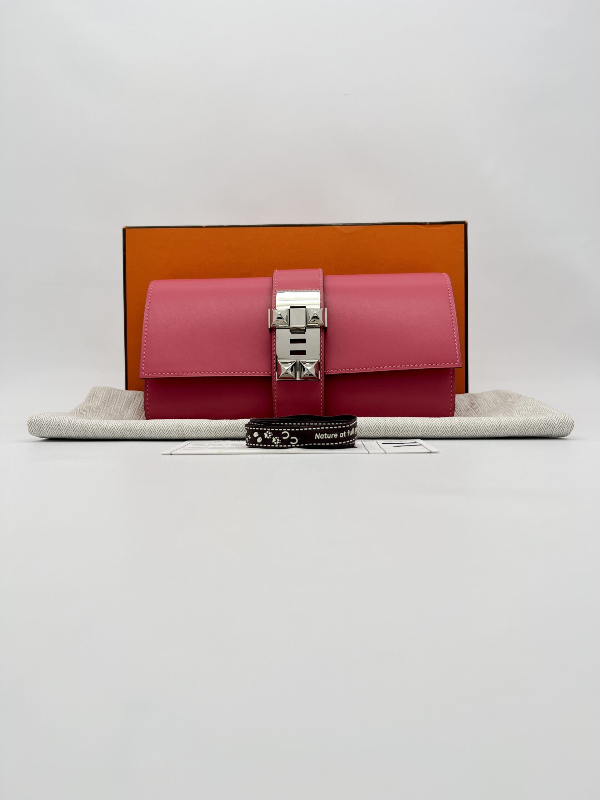Hermes Pochette Medor 23 Tadelakt Rose Lipstick PHW