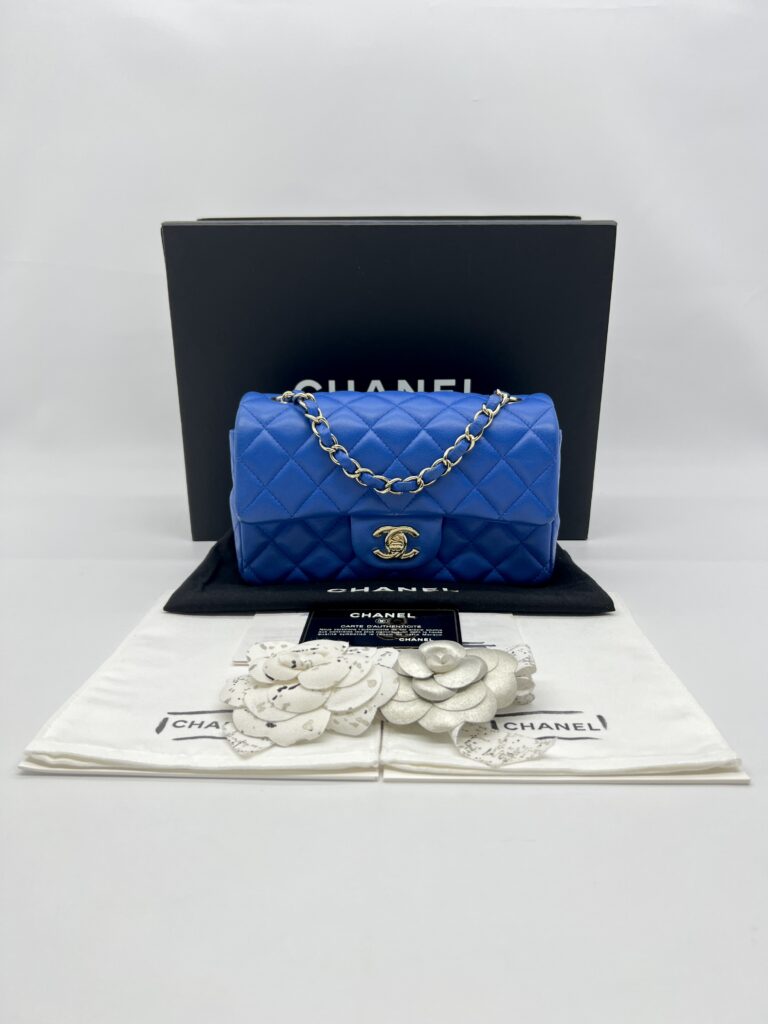 Chanel Mini Rectangular Lambskin Blue GHW