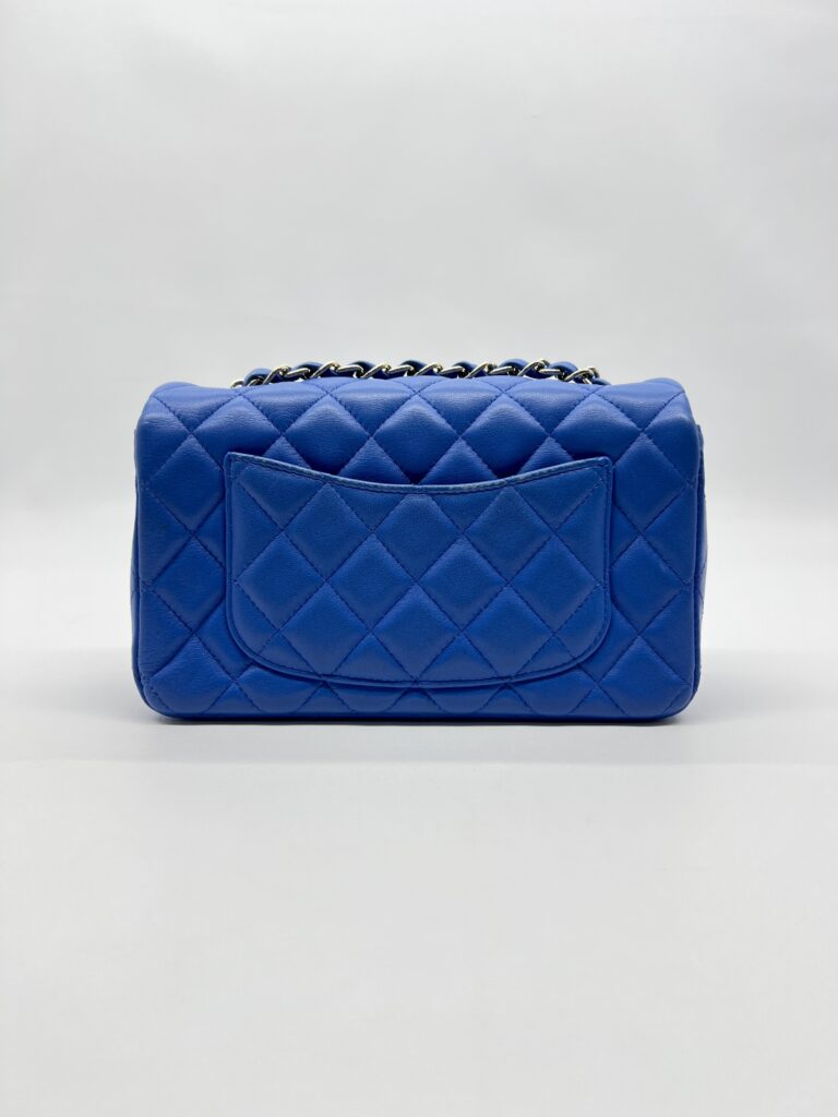 Chanel Mini Rectangular Lambskin Blue GHW