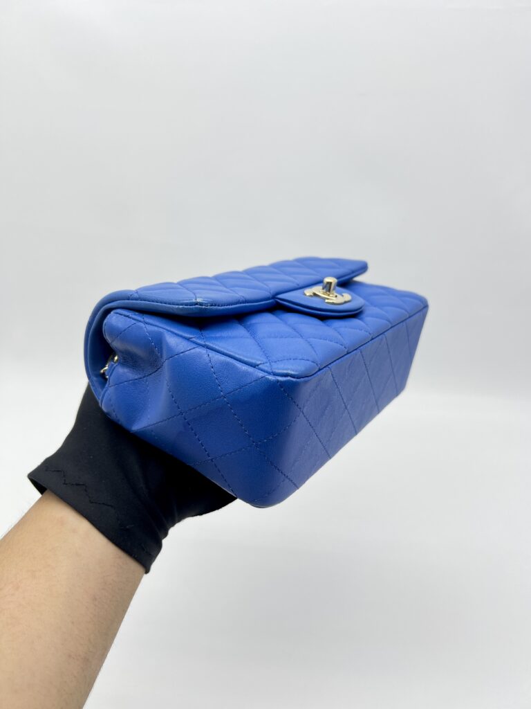 Chanel Mini Rectangular Lambskin Blue GHW