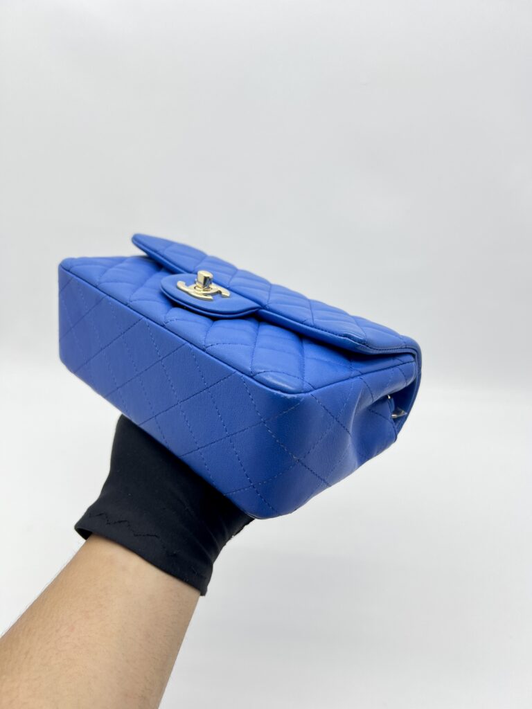 Chanel Mini Rectangular Lambskin Blue GHW