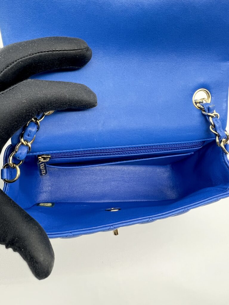 Chanel Mini Rectangular Lambskin Blue GHW