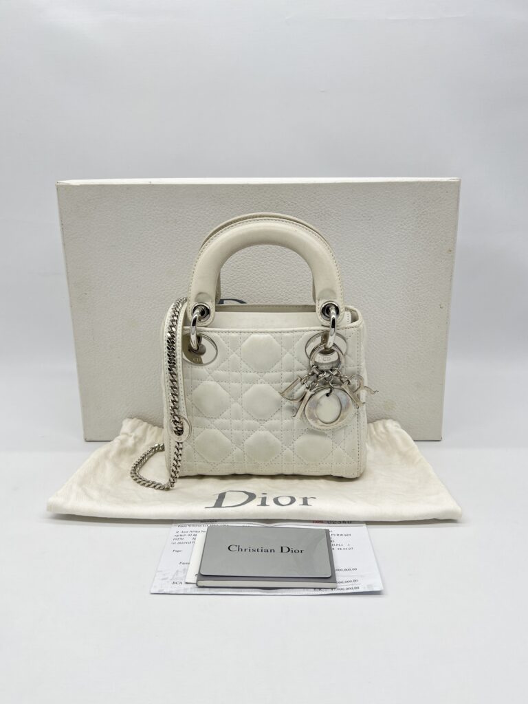Dior Lady Dior Mini White SHW