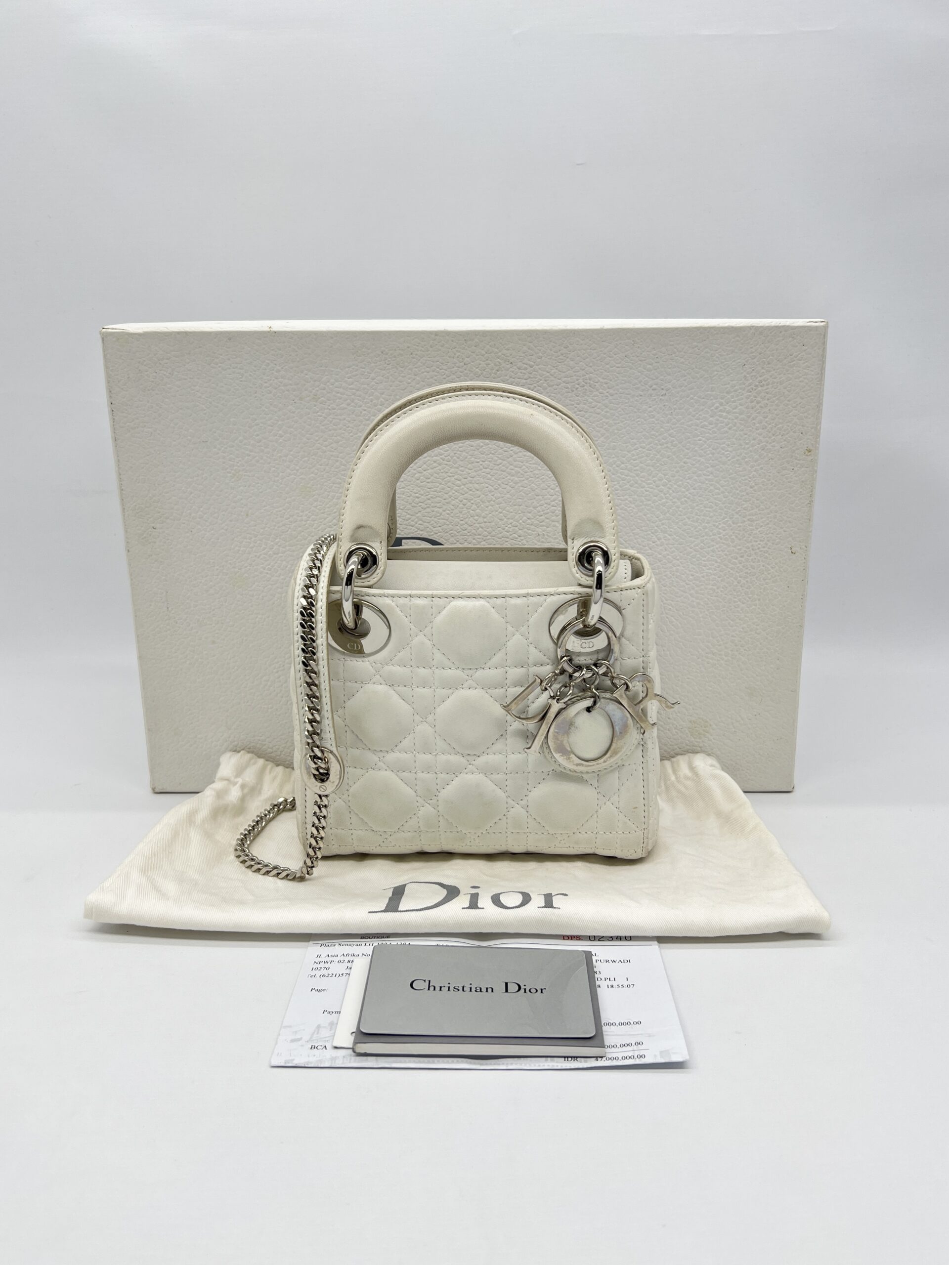 Dior Lady Dior Mini White SHW