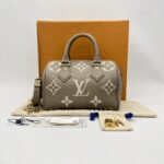 Louis Vuitton Speedy Bandou 20 Monogram Empreinte Tourterelle Creme GHW
