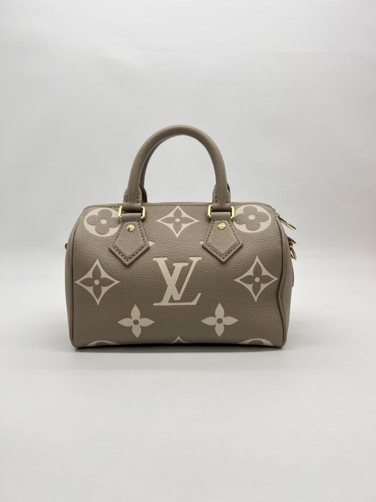 Louis Vuitton Speedy Bandou 20 Monogram Empreinte Tourterelle Creme GHW