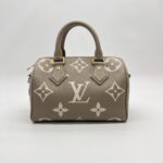 Louis Vuitton Speedy Bandou 20 Monogram Empreinte Tourterelle Creme GHW