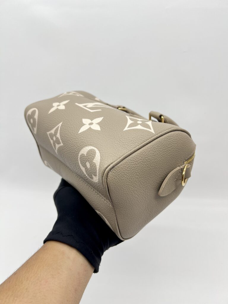 Louis Vuitton Speedy Bandou 20 Monogram Empreinte Tourterelle Creme GHW