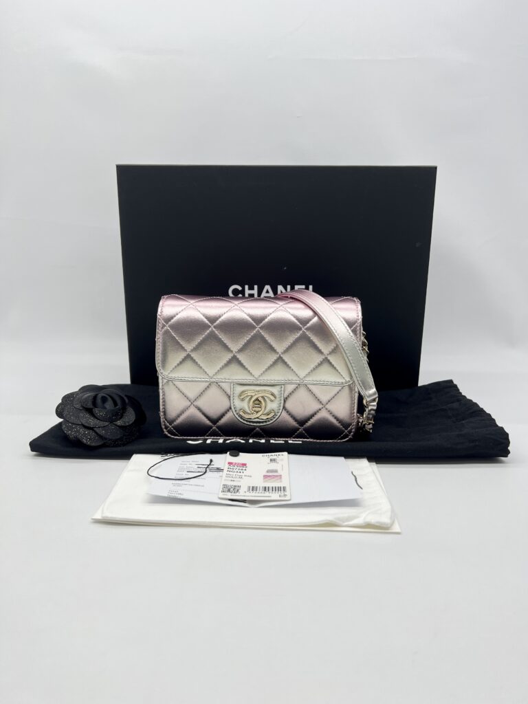 Chanel Mini Flap Bag Iridescent Pink Silver GHW