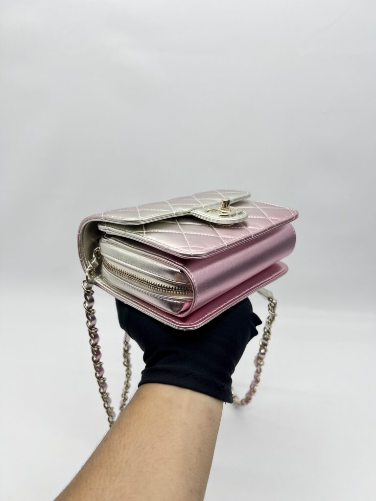 Chanel Mini Flap Bag Iridescent Pink Silver GHW