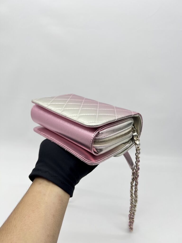 Chanel Mini Flap Bag Iridescent Pink Silver GHW