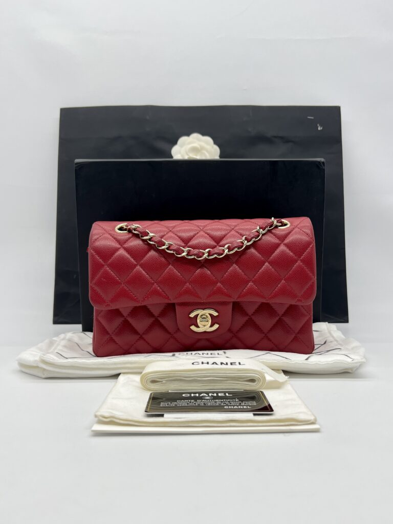 Chanel Classic Small D Flap Caviar Red GHW