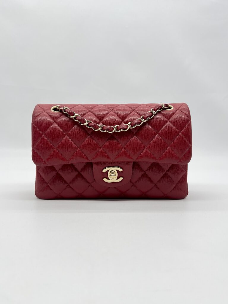 Chanel Classic Small D Flap Caviar Red GHW