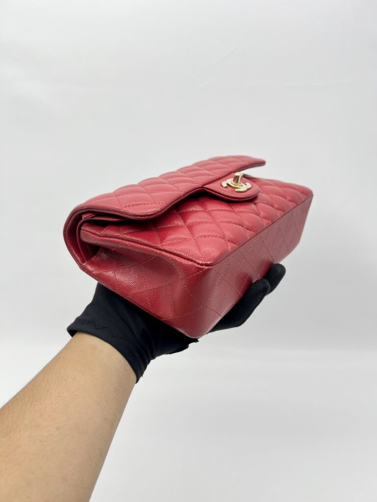Chanel Classic Small D Flap Caviar Red GHW