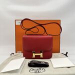 Hermes Constance 18 Evercolor Rouge De Coeur/Rouge VIF PBHW
