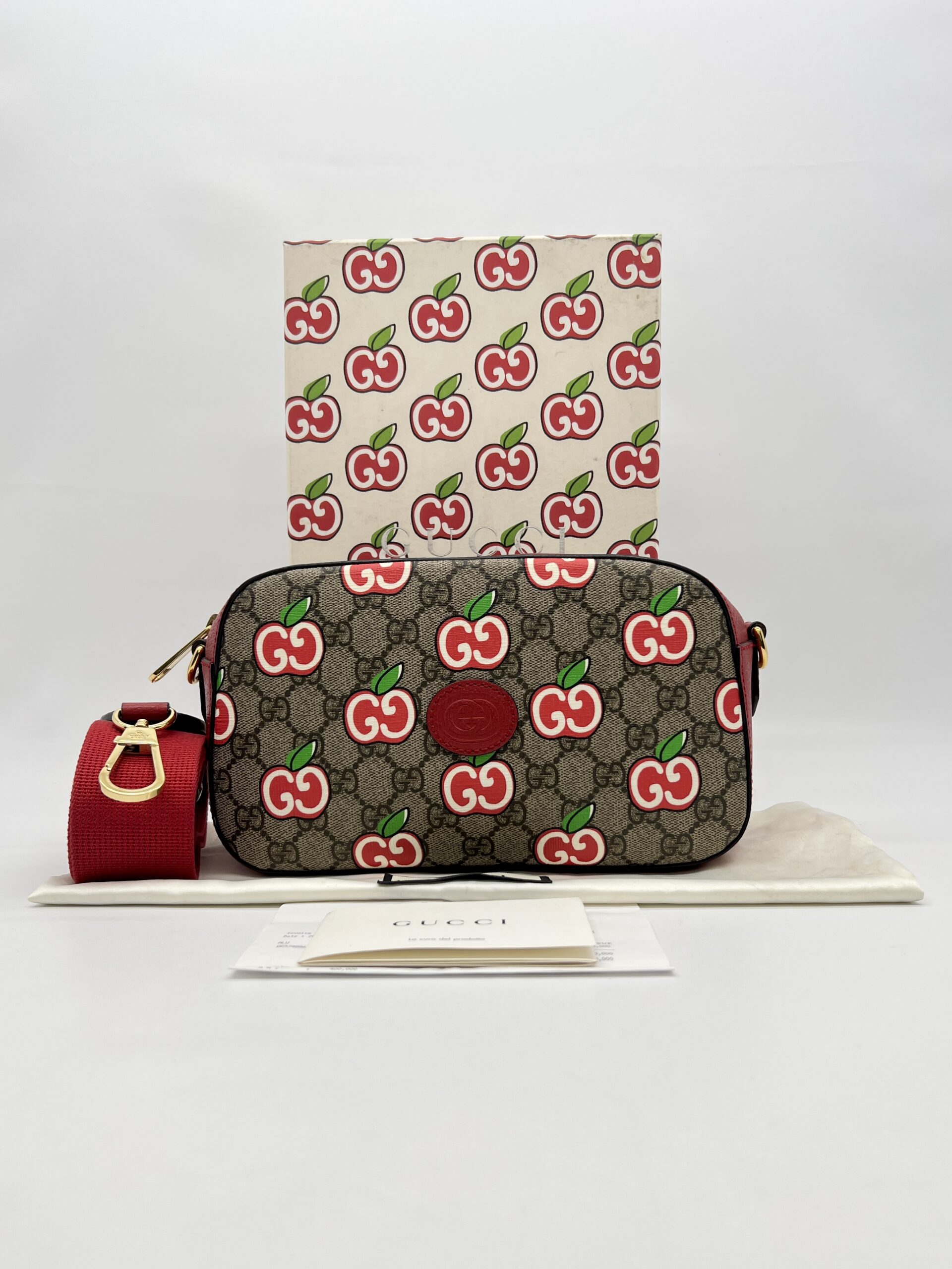 Gucci Apple Camera Bag Canvas Supreme Red GHW