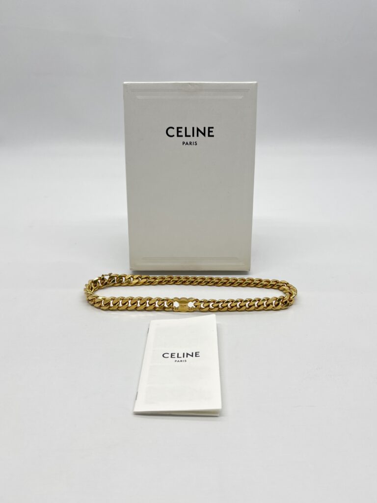 Celine Triomphe Gourmette Necklace Gold