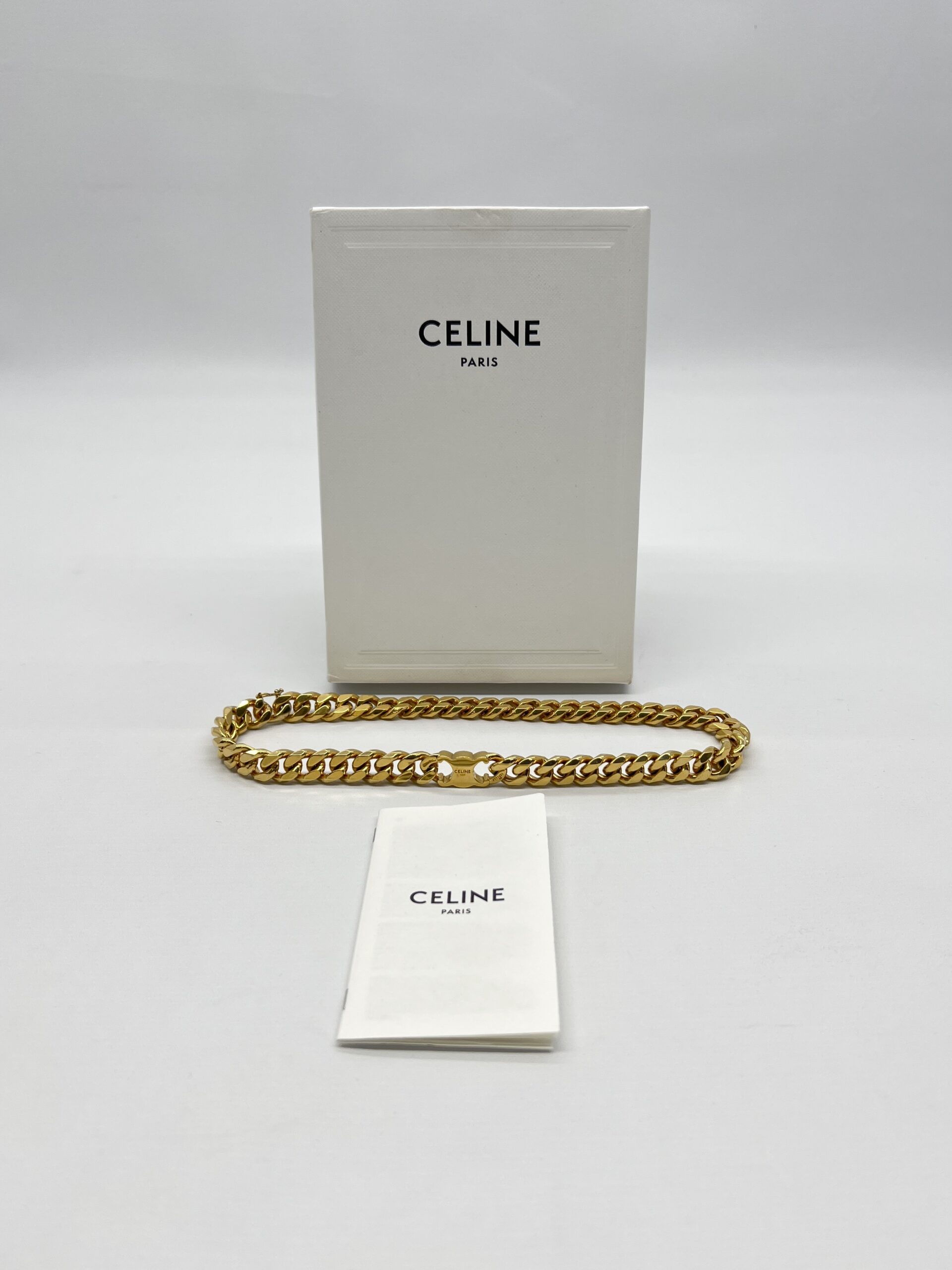 Celine Triomphe Gourmette Necklace Gold