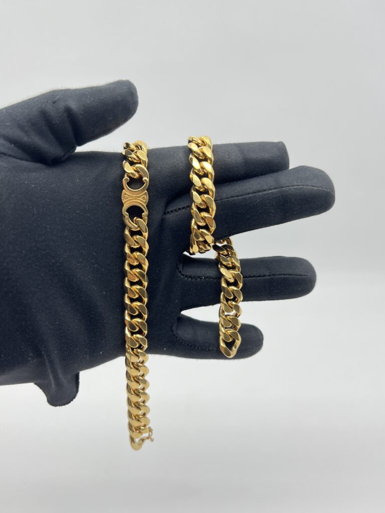 Celine Triomphe Gourmette Necklace Gold