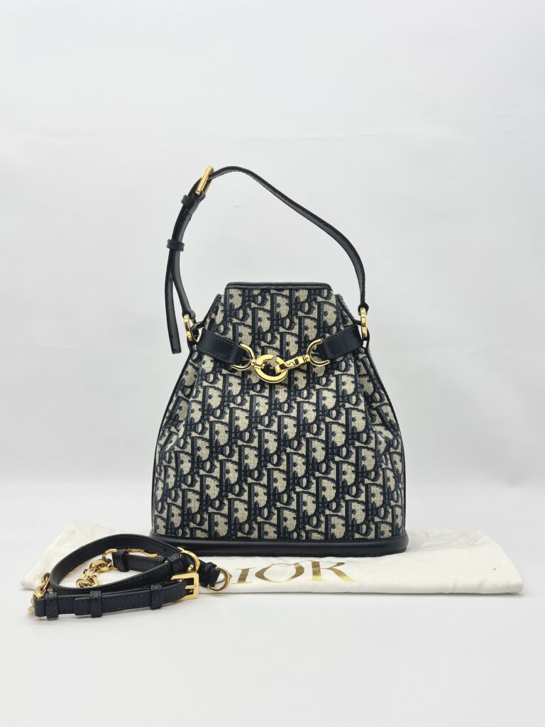 Dior Medium C’est Bag Canvas Blue Oblique GHW