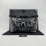 Chanel Funny Tweed Tote Transparent Vinyl Fur Black SHW