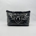 Chanel Funny Tweed Tote Transparent Vinyl Fur Black SHW