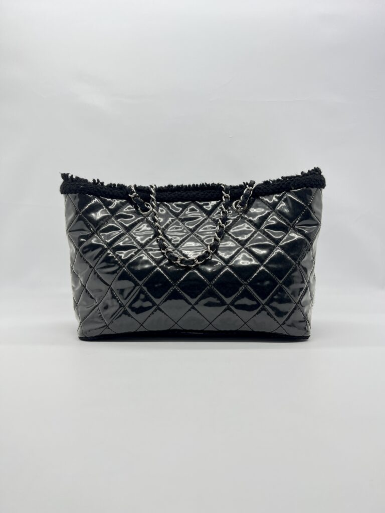 Chanel Funny Tweed Tote Transparent Vinyl Fur Black SHW